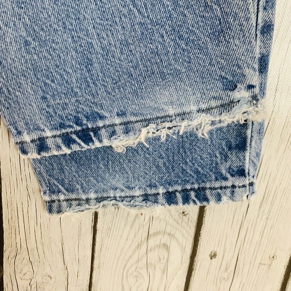 Womens Lee Original Distressed High Rise Mom Medium Wash Denim Blue Jeans 14 Med - Picture 10 of 12